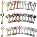 Hotop 60 Pcs Vintage Large Skeleton Key Set Finish Skeleton Bulk Steampunk Charms Antique Castle Dungeon Pirate Key for DIY Jewelry Making Birthday Party Favor Decoration Treasure