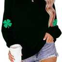 YALUCOR Womens St Patrick's Day Sweatshirt Shenanigans Coordinator Shirt Shamrock Clover Printed Long Sleeve Pullover Tops, Large