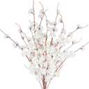 3 Pcs Faux Flowers for Vase Artificial Floral Stems White Fake Forsythia Flower with Long Stem 42.5" Silk Flowers Branches for Tall Vase Floral Arrangements Harvest Festival Winter Fall Decor
