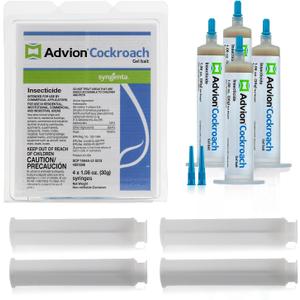 Advion Cockroach Gel Bait, 4 Tubes x 30-Grams, 4 Plunger and 4 Tips, German Roach Insect Pest Control, Indoor and Outdoor Use, Roach Killer Gel for American, German and Other Major Cockroach Species (4.24 Ounce (Pack of 1))