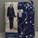 GLOBAL Women's Flannel Pajamas Set 100% Cotton PJs for Women Long Sleeve Button Drawstring Waist Warm Loungewear Sleepwear M