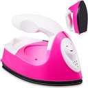 Honoson Mini Craft Iron Mini Heat Press Small Iron 3.93 x 2.36 x 2.76 in Portable Handy Tiny Flatiron with Charging Base Accessory for Fuse Bead Patch DIY Heat Transfer Vinyl(Pink)