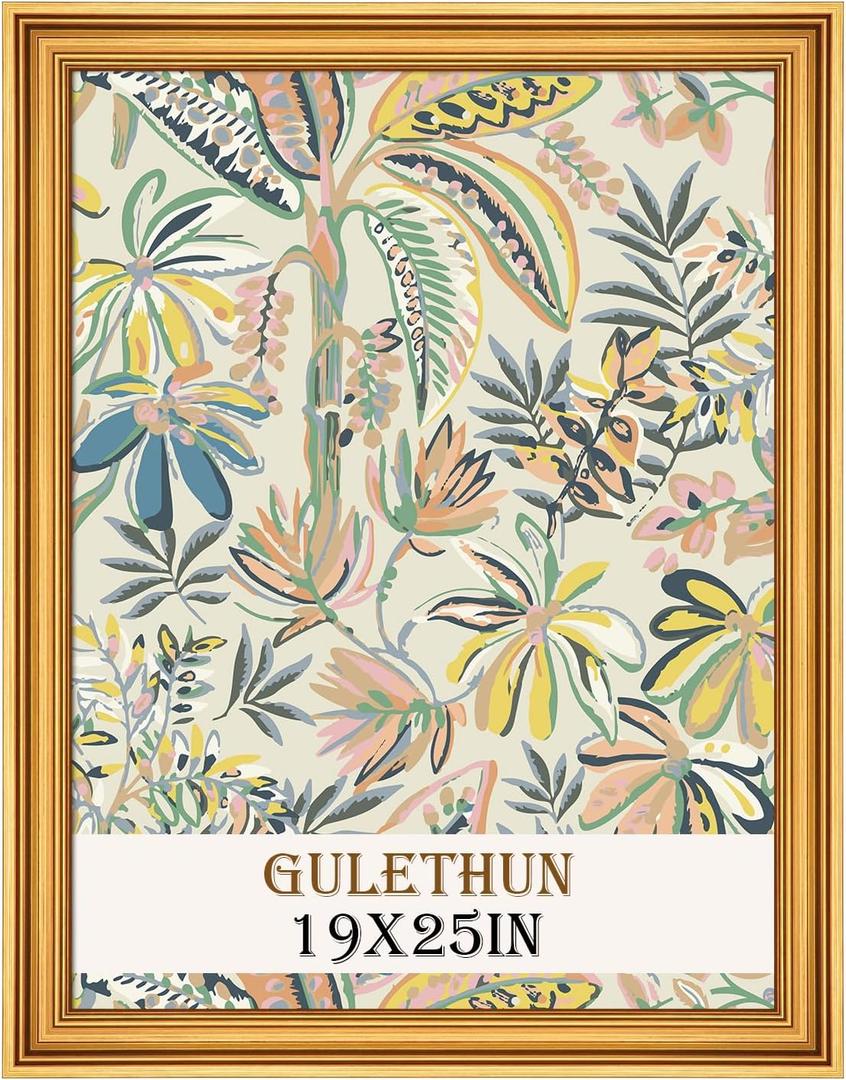 GULETHUN 19x25 Frame, Transitional Modern Design Picture Frames, Rustic Poster Frame for Home Decor, Gold Vintage Photo Frame, Horizontal or Vertical Display, Choose Size & Color