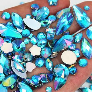 1000pcs Craft Gems AB Rhinestones, Lake Blue Flatback Jewels Gemstone, Acrylic Decorations for Crafting Cosplay Party, Embelishments Costume Making Accessories (06 Aquamarine AB)