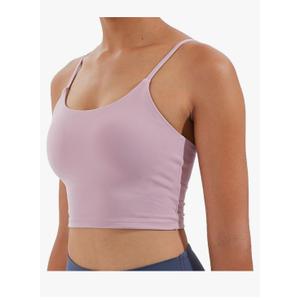 Women's Strappy Stretch Sports Bra Longline Yoga Tank Top Fitness Bra Workout Camisole Crop Tops for Teen Girl, M, Quicksand Powder