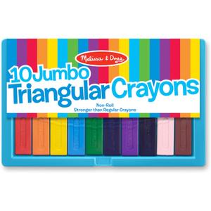 Melissa & Doug Jumbo Triangular Crayons - 10-Pack, Non-Roll, Flip-Top Case