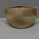 MEGASKET Decorative Wicker Storage Basket, 11" x 9" Indoor Plant Basket for Home Decor, Round Woven Dog Cat Toy Bin with Handle, Bathroom Towel Storage, Jute Planter Holder, Shelf Closet Organizer