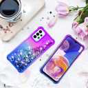 5 x for Galaxy A23 Case with HD Screen Protector,Gradient Quicksand Glitter Liquid Floating Waterfall Durable Girls Cute Phone Case for Samsung A23 5G (Purple/Blue)