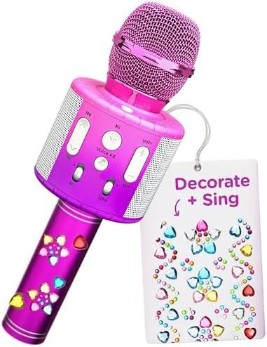Move2Play, Kids Karaoke Microphone | Includes Stickers & Bluetooth | Kids Birthday Gift | Toy for All Ages 2, 3, 4, 5, 6+ Year Old Girls, Boys & Toddlers (Pink/Purple)