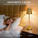 Gold Cordless Table Lamp, Touch Rechargeable Lamps for Nightstand Bedroom, Living Room, Portable Battery Operated Desk LED Lamp, 3 Color Dimmable, Flower Pattern Lampshades, for Patio, Dining