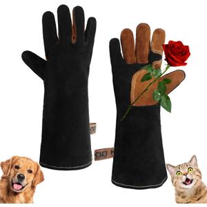 HANDLANDY 16 Inches Animal Handling Gloves Bite-Proof & Scratch-Resistant, Safe Durable Pet Gloves for Dogs, Cats, Falconry (Black, 16inch)