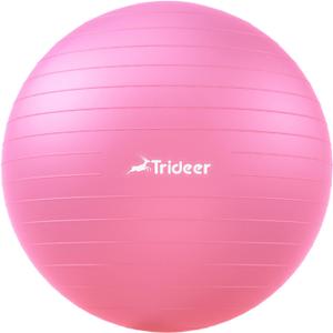 Trideer Extra Thick Yoga Ball Exercise Ball, 5 Sizes Gym Ball, Heavy Duty Ball Chair for Balance, Stability, Pregnancy, Quick Pump Included (Pink)