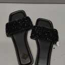 GORGLITTER Women's Sparkly Jeweled Flat Sandals Dressy Open Toe Glitter Shiny Slippers Slip-on Shoes (Black, 40)