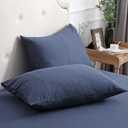 PURE ERA Jersey Knit Pillowcases 100% T-Shirt Cotton Super Soft Comfy Breathable, Set of 2, Queen 20" x 30", Navy Blue