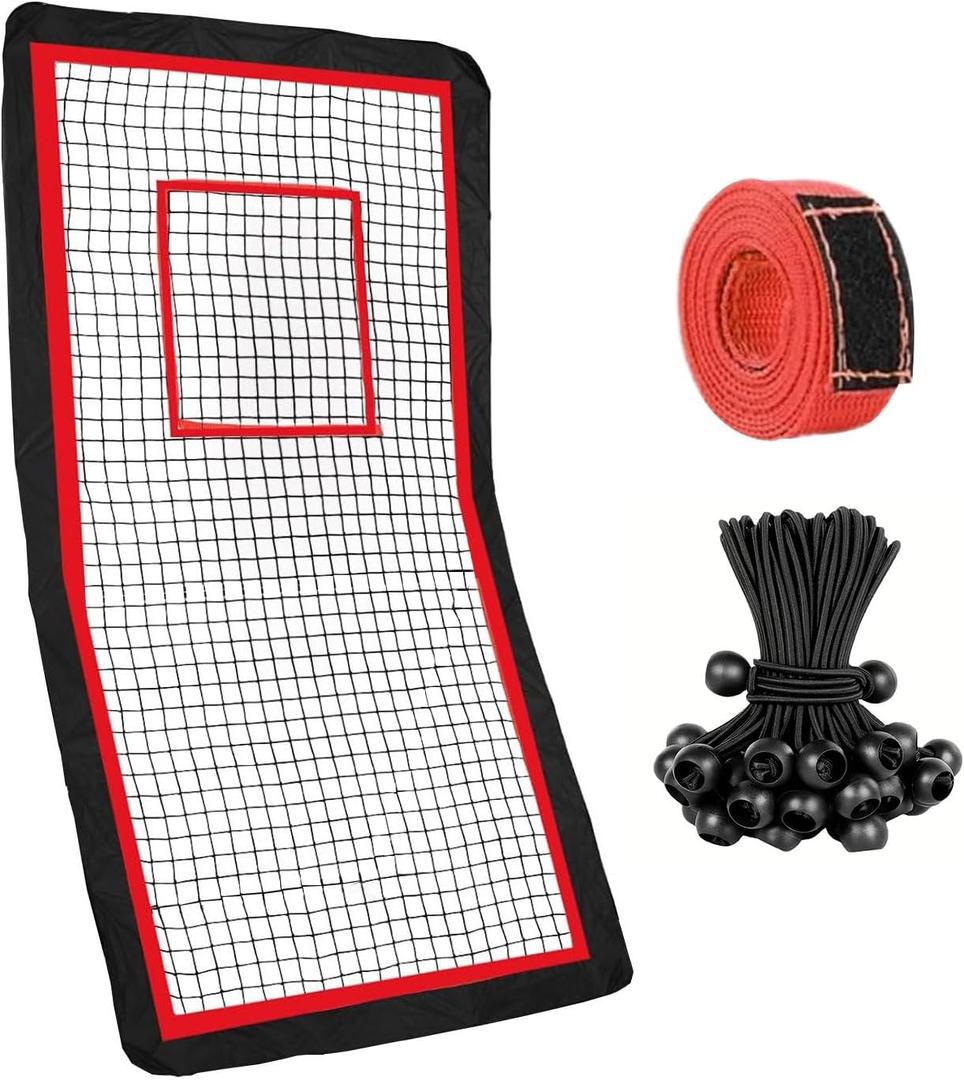 Toofrito 4×7 Ft Lacrosse Rebounder Net Replacement (NET ONLY) with Goal Strap and Bungee Cords for 4×7 Ft Existing Lacrosse Frames Bounce Back Net - Frame NOT Included