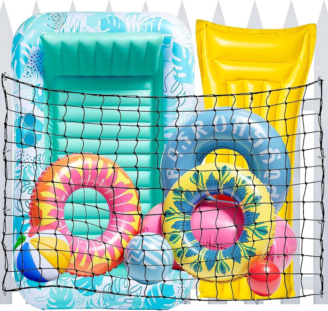 Nigelia 71" * 47" Pool Float Toy Storage Net, Extra Large Hanging Elastic Mesh Pool Float Holder with 20 Hooks, for Floats, Balls, Water Inflatable Toys Rafts & Raft Accessorie Pool Noodle Storage