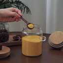 Glass Jars with Wooden Lids and Spoons set of 3,Clear Glass Coffee Containers with Scoop Decorative Kitchen Food Storage Jars for Coffee Beans, Tea, Nut Candy, Sugar, Bath Salts(17OZ/22OZ/27OZ)