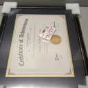 ELSKER&HOME Diploma Frames 11x14 with Mat- Solid Wood - Display 11x14 Document/Certificate with Mat or 15x18 without Mat - Wall Mount Display (Double Mat,Black Mat with Golden Rim)