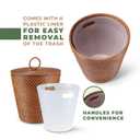 84ECO 3 Gallon Rattan Trash Can with Lid and Liner - Wicker Trash Can for Bathroom, Bedroom, Kitchen, Living Room