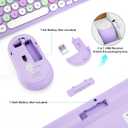 Wireless Keyboard and Mouse Combo, Retro Typewriter Keyboard with Round Keycaps, 2.4GHz USB Cute Wireless Keyboard Mouse for Computer, Desktop, Laptop (Purple Colorful)
