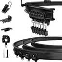 TOKPLNU Ceiling Curtain Track, Flexible Bendable Curtain Track 10Ft Black Curved Curtain Rail Ceiling Wall Mount Curtain Sliding Track System Set for RV, Bay Window, Room Divider, Black