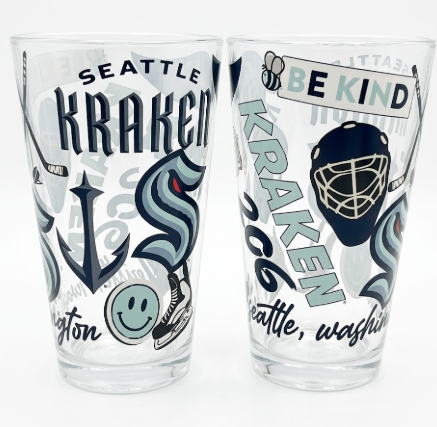 2pcs SEATTLE KRAKEN 16OZ SPIRIT PINT GLASS