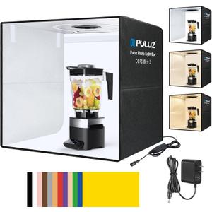 PULUZ Light Box Photography, 20x20 inch Portable Photo Studio Light Box, Professional Dimmable Quick Charge USB-C Photo Booth with 200 LED Lights & 12 Color Backdrops Photo Box for Product Photography