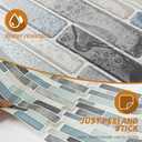 WOWSTAR 10-Sheet Peel and Stick Backsplash Tile for Kitchen, Back Splash Stick On Tiles for Kitchen Wall (Grey and Blue)