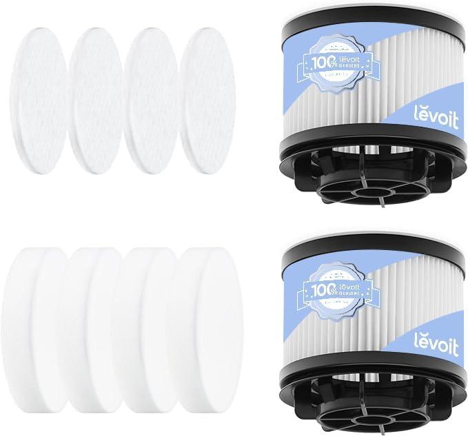 LEVOIT LVAC-200 Vacuum Cleaner Replacement Filter, 4 Pre-Motor Filters 2 Post-Motor Filters, White