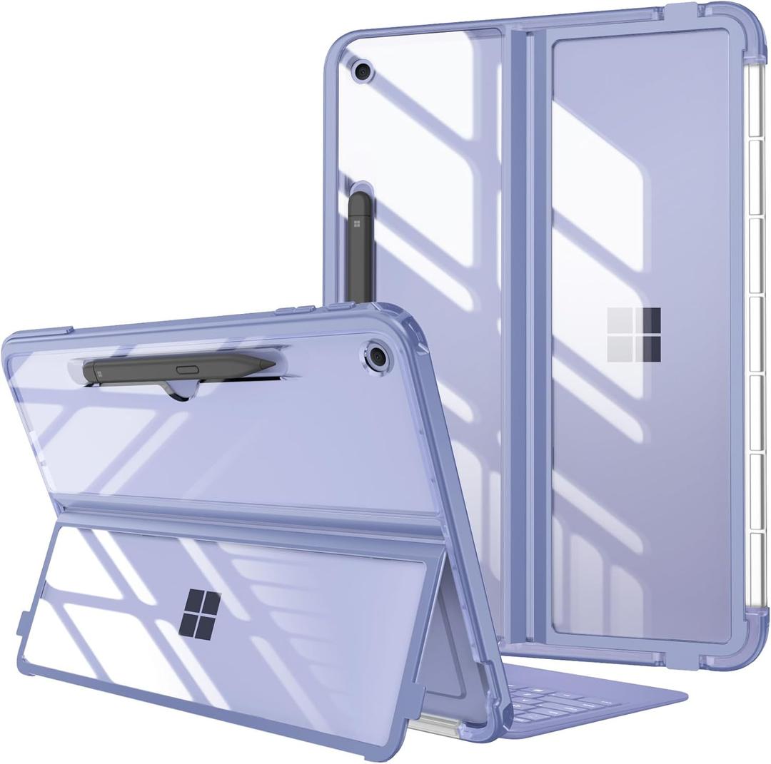 Fintie Hard Case for Microsoft Surface Pro 12 Inch 1st Edition (2025) - Shockproof Folio Rugged Cover with Clear Transparent Back Shell Compatible with Type Cover Keyboard (Violet)