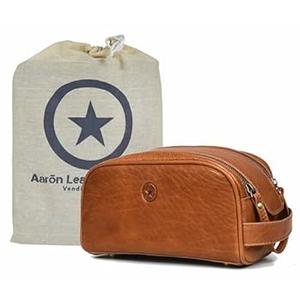 10" Premium Leather Toiletry Travel Pouch With Waterproof Lining | King-Size Handcrafted Vintage Dopp - Kit ~ Gift for Father's Day By Aaron Leather Goods 10" Premium Leather Toiletry Travel Pouch With Waterproof Lining | King-Size Handcrafted Vintage Dopp - Kit ~ Gift for Father's Day By Aaron Leather Goods