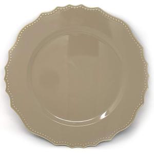 allgala 13-Inch 6-Pack Heavy Quality Round Charger Plates-Floral Tan-HD80347