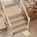 15pcs Stairs Treads and 1 Landing Carpet, Breathable Chenille Stair Carpet Non Slip for Wooden Steps Rubber Backing Stairs Runner Indoor Treads Stair Covers Mat 8"X30" and 30"X30"