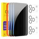 PEHAEL 2+2Pack for iPhone 17 Pro Privacy Screen Protector with Camera Lens Protector Full Coverage Anti-Spy Tempered Glass Film 9H Hardness Easy Installation Bubble Free [6.3 inch]