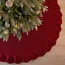KHOYIME Red Knitted Christmas Tree Skirt 36 Inches, Rustic Vintage Large Xmas Tree Rug Skirt Chunky Thick Knit Boho Under Tree Skirt, Farmhouse Indoor Holiday Decorations New Year Home Party Decor