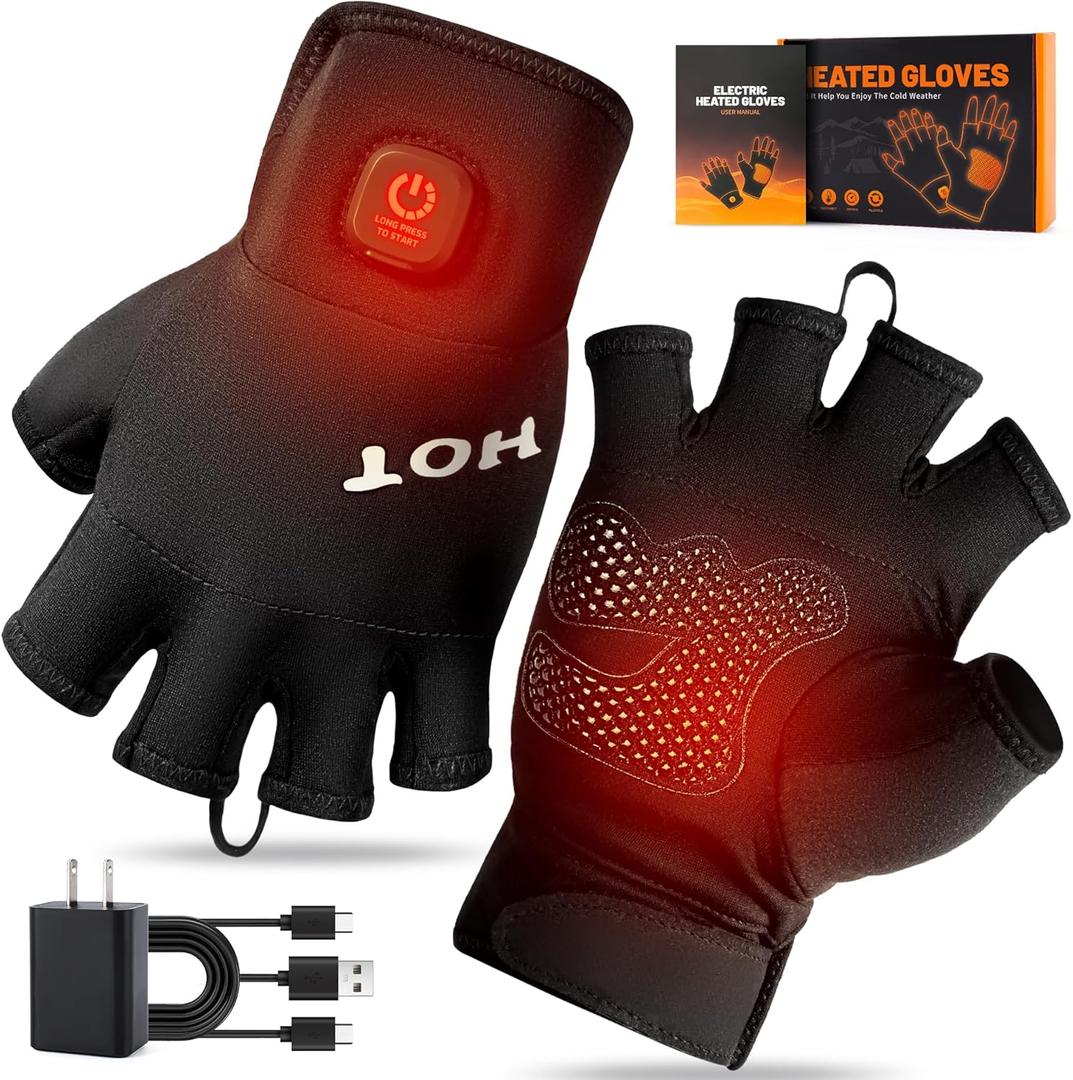 Heated Gloves for Men Women- Rechargeable Electric Touchscreen Cold Winter Work Arthritis Pain Relief Hand Warmers Hot Compress, Heated Gloves for Cold Winter Arthritis Hands Hunting Skiing (Medium)