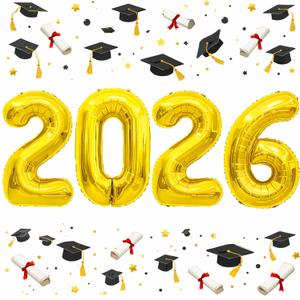 8 x Graduation Decorations 2026-2026 Numbers Gold Balloon 40 Inch - Graduation Party Supplies Favors Decor | Festival Balloon Backdrop Banner Sign - Chinese New Years Decorations 2026