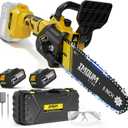 8 inch Mini Chainsaw Cordless, with 2X3.0Ah Large Batteries, Brushless Electric Handheld Chain Saw, Auto Oiler, Lightweight, Portable with Case, Powerful and Easy for Trimming and Pruning