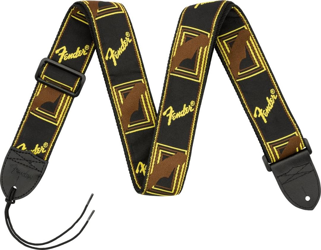 Fender Monogrammed Guitar Strap, 2in, Black/Yellow/Brown