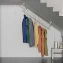Ceiling Mounted Closet Rod, Stainless Steel Hanging Rod for Clothes, Adjustable Overhead Clothes Rail for Closet, Bedroom and Laundry Room