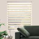 Window Blind Dual Layer Polyester Zebra Roller Light Filtering Sheer Shades Window Treatments Privacy Light Control for Day and Night(W29 x H72(Inch), Cream)