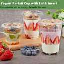 Zezzxu 50 Pack 12 oz Disposable Parfait Cups with Lids No Hole, Toppings Compartment and Spork, Yogurt Conatiner with Granola Holder for Take Away Breakfast and Snacks, No Leaking