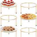 HPC DECOR Set of 6 Gold Metal Wire Pizza Pan Riser Stands-Round Pizza Tray Riser Rack Holder-Tabletop Display Racks, buffet risers for Food Platter Tray-Metal Display Stands for Home, Restaurant, Party