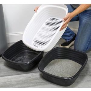 Generic Large Sifting Litter Box Scoop, Self Cleaning Litter Boxes for Cats, Reusable Scoop Free Cat Litter Trays, Easy to Clean with Non-Stick Coating