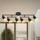 Track Lighting Fixtures Ceiling Black, 6 Light Track Lighting Kit for Kitchen, 30" Flexibly Spotlight with Rotatable Head, Modern LED Flush Mount Ceiling Lighting for Living Room Bedroom(GU10,NO Bulb)