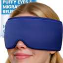 Migraines Puffy Eyes Relief Cooling Eye Mask: Cold Compress Ice Pack for Eyes & Forehead - Headache Sinus After Surgery Dark Circles Therapy - Large Soft Thick Gel Comfortable Flexible Blue