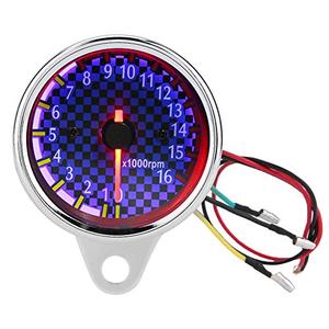 Universal 12V DC Motorcycle LED Digital Tachometer, Electronic RPM Gauge with LED Display, 16000 RPM, Aluminum Construction