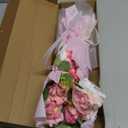 Crochet Flower Bouquet, Handmade Pink Knitted Flowers Bouquet for Mother's Day, Graduation Gifts, Valentines Day, Anniversary, Wedding, Birthday Gift (Style1-Pink)