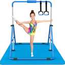 Gymnastics Bars, Adjustable Gymnastic Horizontal Bars for Kids
5-Height Adjustable 34.8"-50.8", Foldable for Home Training, Include Children Gymnastics Rings and Bar Pad, Indoor Outdoor