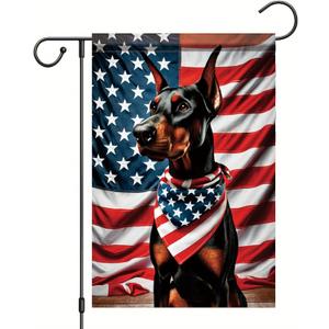 Saoplasa Patriotic Doberman Garden Flag American Flag Dog Bandana 12x18 Inch Double Sided Outdoor Yard Banner for 4th of July Independence Day Memorial Day Patriotic Home Lawn Decor